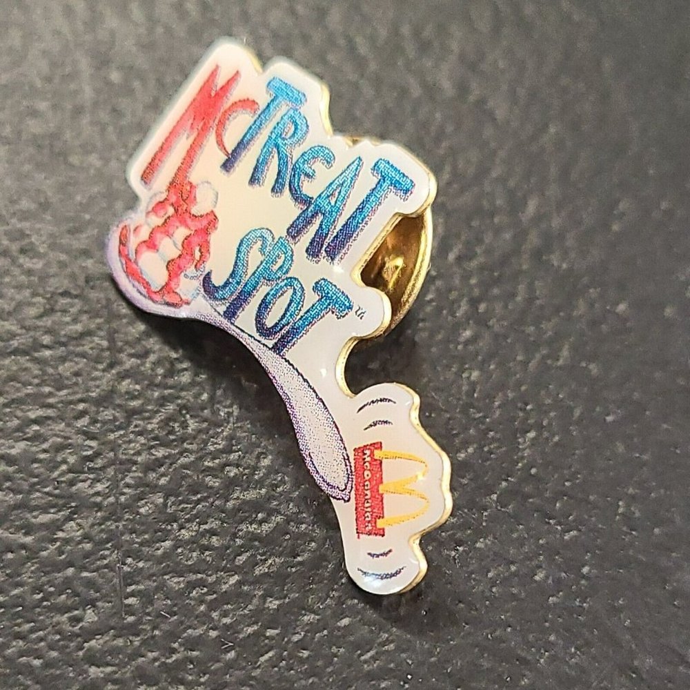 VTG Rare McDonalds Lapel Pin McTREAT SPOT Dessert Ice Cream Spoon Golden Arches - Picture 2 of 6